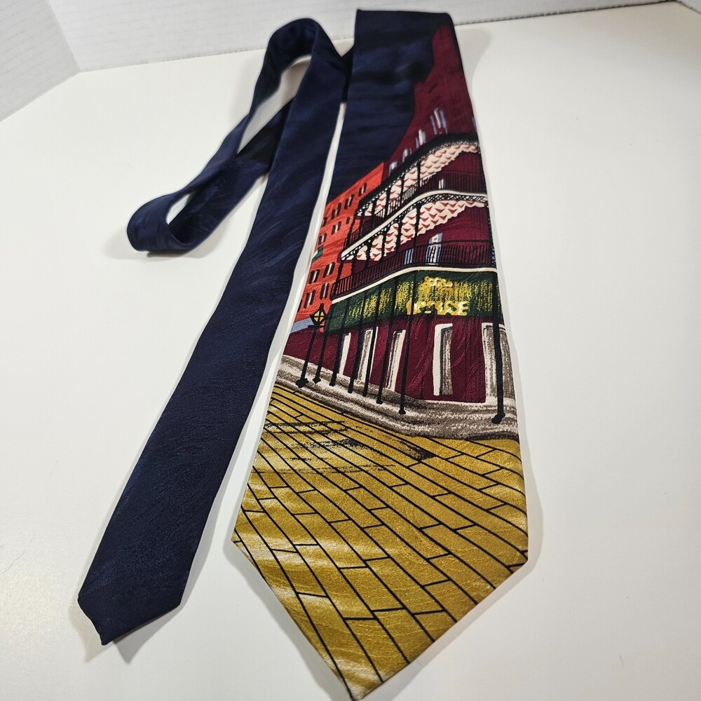 Vintage New Orleans Street Imageries Tie Men's Silk Necktie 4" Wide